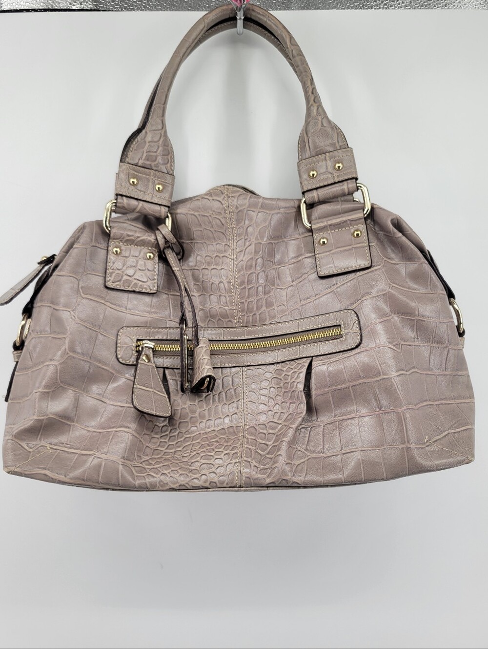 Liz Claiborne satchel handbag featuring a distinctive faux-crocodile embossed